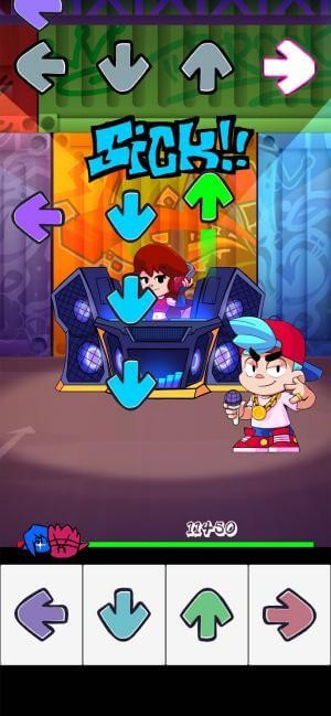 Chạm vào các mũi tên lên, xuống, trái, phải theo điệu nhạc