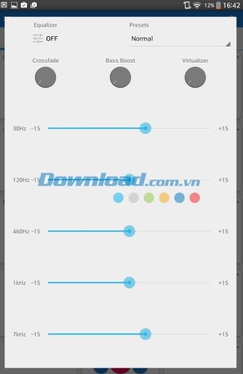 Bộ cân bằng 12 band của Music Organizer Player cho Android