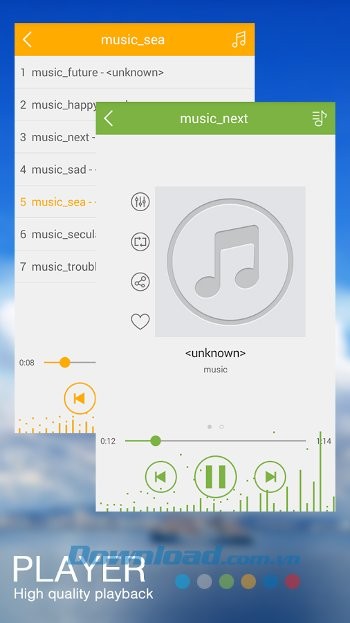Giao diện phát nhạc của Music Player Pro