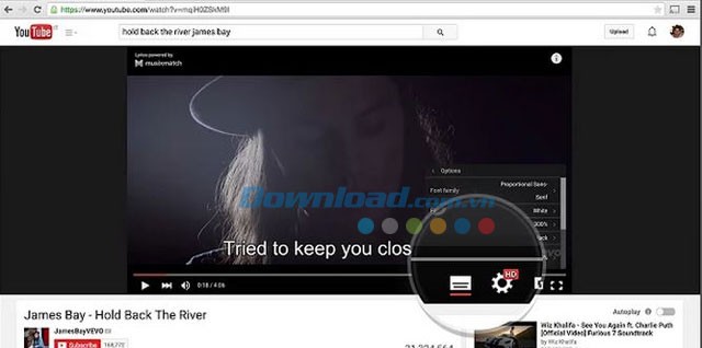Mục Settings của YouTube