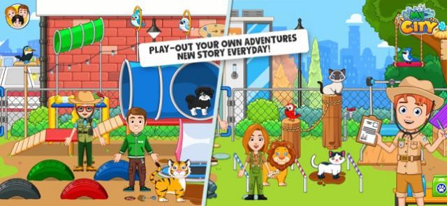 Bé khám phá trại nuôi động vật trong game My City : Animal Shelter