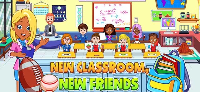 Tham gia lớp mới với những người bạn mới trong game My City : High school