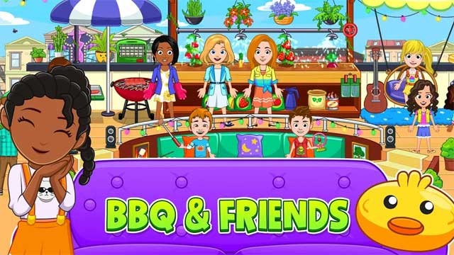 Cùng tổ chức một bữa tiệc nướng ngoài trời trong My City: Pajama Party Android nhé