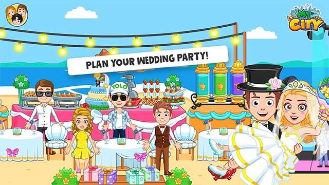 Tổ chức bữa tiệc cưới theo cách bé muốn trong My City: Wedding Party for Android