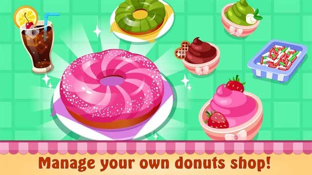 Quản lý tiệm bánh rán của riêng bé trong game My Donuts Shop cho Android