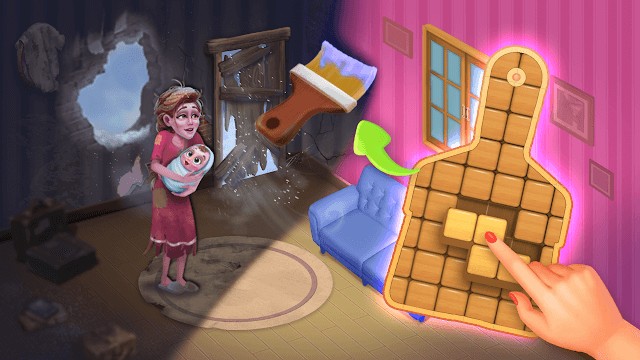 Giải đố khối và cải tạo nhà trong game My Dream home & Block Puzzle