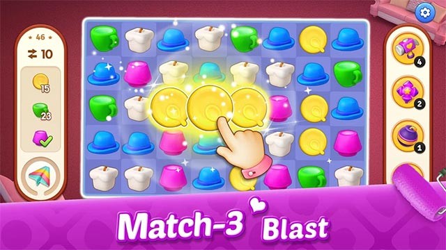 Chinh phục các bàn chơi match-3 hack não trong My Home game