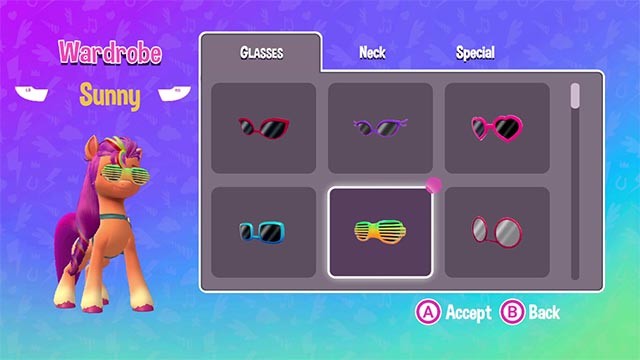 Tùy chỉnh nhân vật bằng vô số phụ kiện đầy màu sắc trong My Little Pony: A Zephyr Heights Mystery