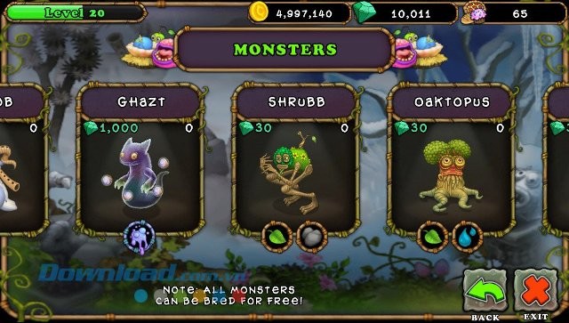 Bộ sưu tập quái vật trong game My Singing Monsters