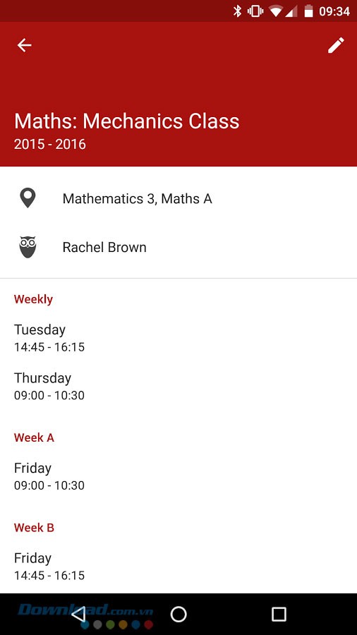 Thông tin cụ thể về lớp học