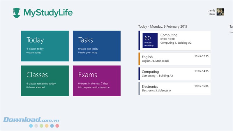 Giao diện ứng dụng quản lý học tập My Study Life