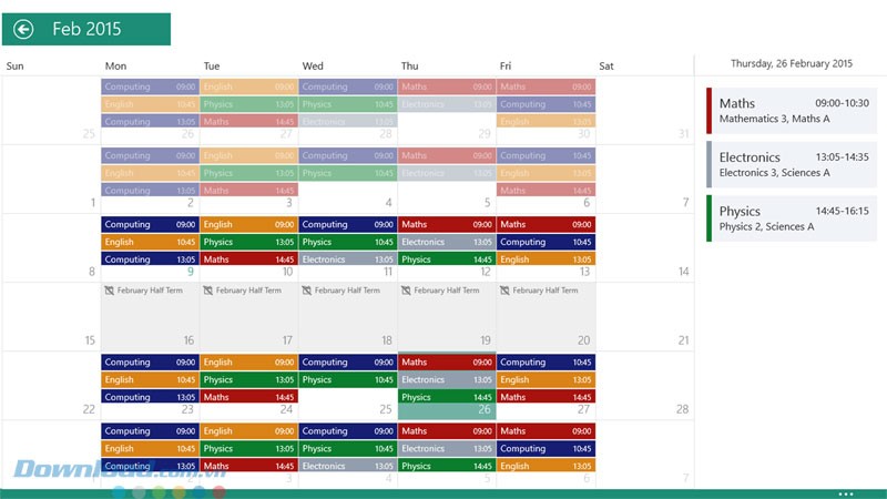 Xem lịch học của tháng