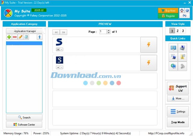 Giao diện chính của phần mềm My Suite
