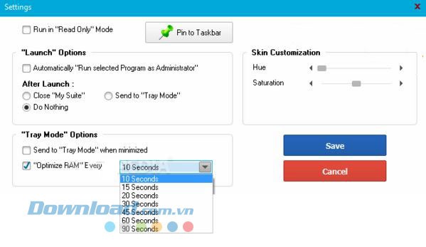 Các tùy chọn cấu hình của My Suite