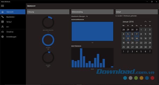 Giao diện chính của ứng dụng tập thể dục My Workouts miễn phí cho máy tính