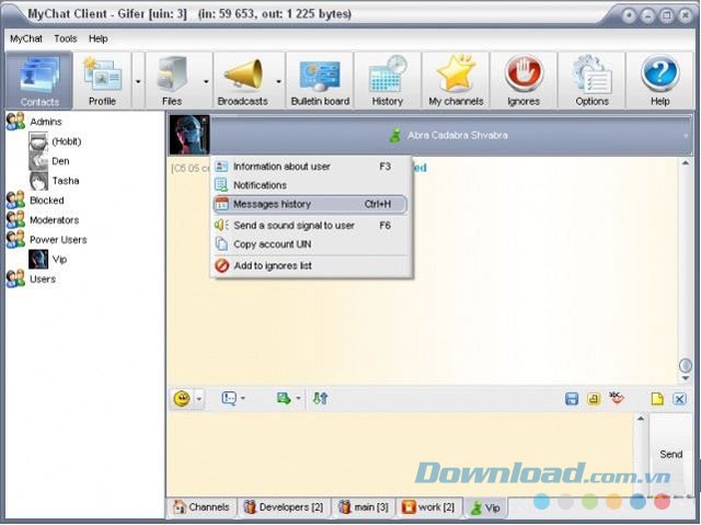 Giao diện chat của nhân viên
