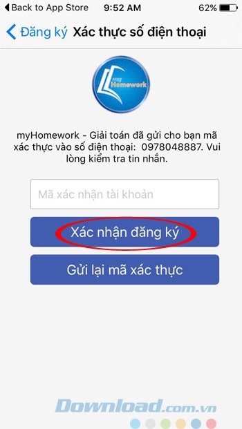 Nhập mã xác thực