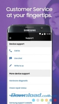 Kết nối dịch vụ khách hàng qua mySamsung cho Android