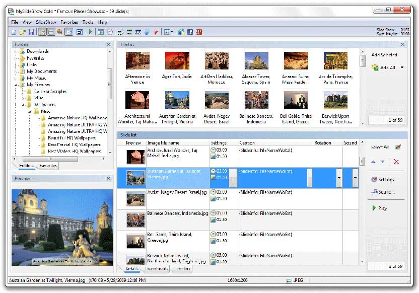 Giao diện chính của MySlideShow Gold