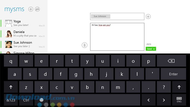 Gửi tin nhắn từ máy tính bảng