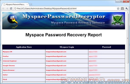 MyspacePasswordDecryptor