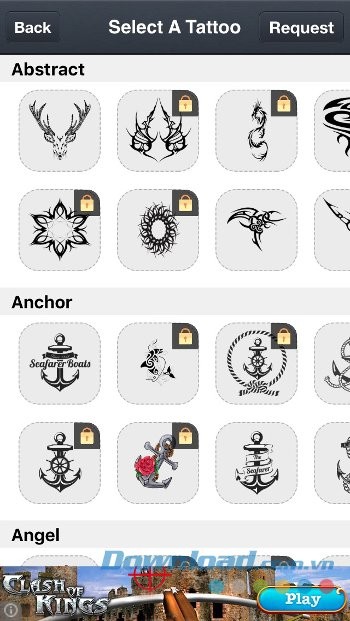 Chọn hình săm trong danh mục