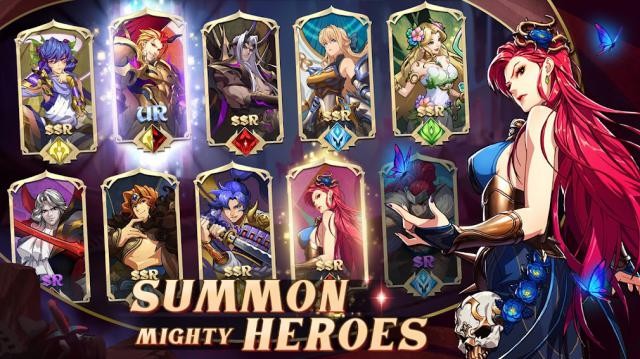 Triệu hồi các anh hùng mạnh mẽ chiến đấu cho bạn trong game Mythic Heroes: Idle RPG