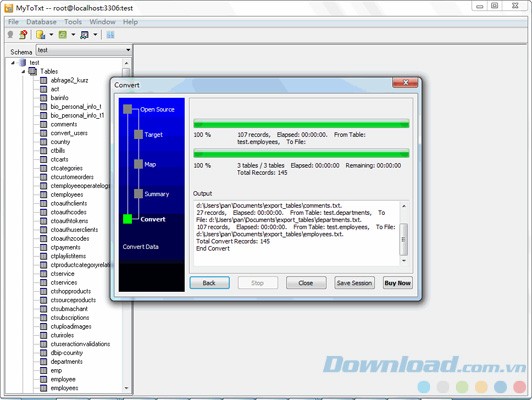 Quy trình xuất dữ liệu của MyToTxt