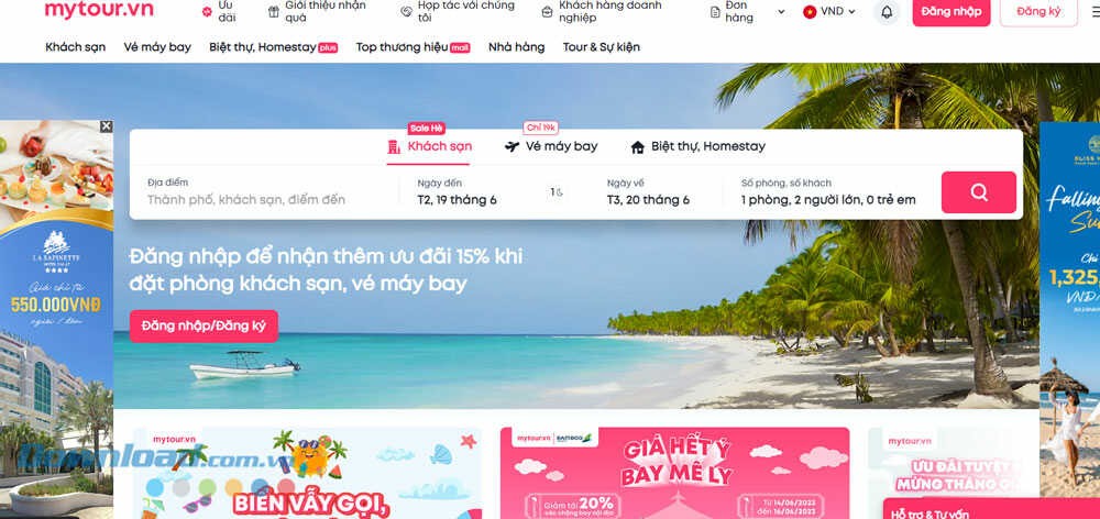 Trang chủ của MyTour.vn - Đặt phòng khác sạn, vé máy bay trực tuyến