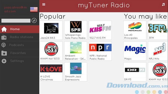 Giao diện của myTuner Radio Pro