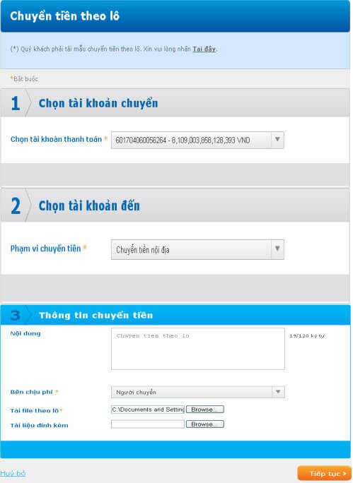 Hỗ trợ chuyển tiền theo lô trên MyVIB Corp