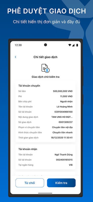 Phê duyệt giao dịch nhanh chóng