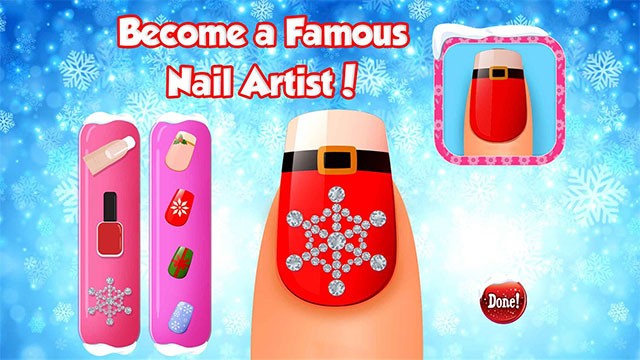 Vẽ móng nghệ thuật trong game bạn gái Nail Salon Christmas