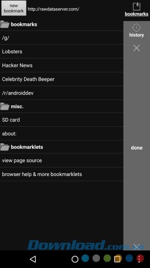Chức năng của Naked Browser Web Browser cho Android