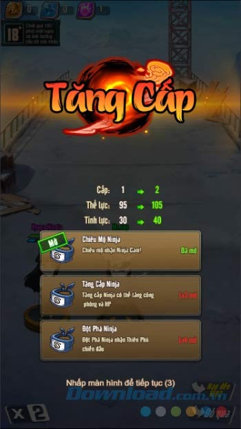 Phần thưởng trong game Naruto Hỏa Chí