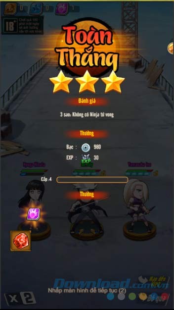 Phần thưởng sau khi chiến thắng trong Naruto Hỏa Chí