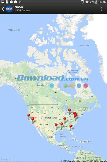 Bản đồ các trung tâm hoạt động của NASA