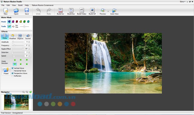 Giao diện phần mềm Nature Illusion Studio