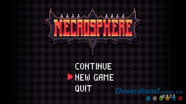 Main menu của game phiêu lưu hành động Necrosphere cho máy tính, Mac và Linux