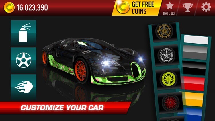 Drift Max City - Car Racing cho iOS cung cấp nhiều tùy biến xe hơi