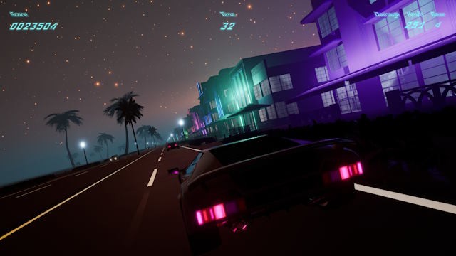 Trải nghiệm cảm giác lái xe qua các khung cảnh rực rỡ ánh sáng neon