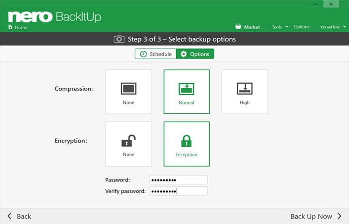 Nero BackItUp mã hóa bảo mật tài liệu
