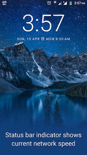 Thanh trạng thái hiển thị tốc độ mạng