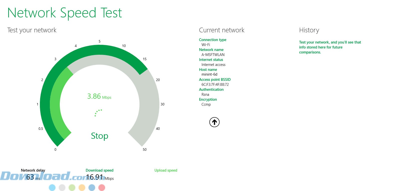 Giao diện ứng dụng Network Speed Test