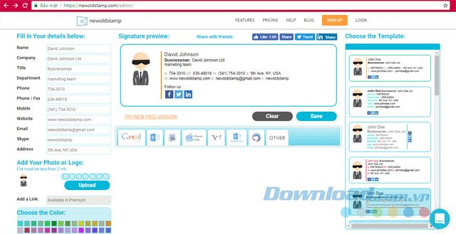 Giao diện Newoldstamp