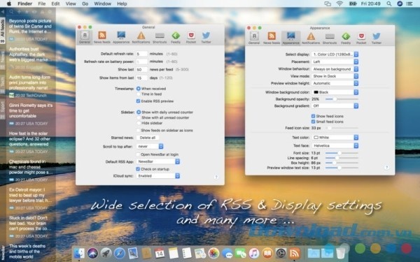 NewsBar RSS Reader cho Mac cập nhật tin nhanh mà không chiếm dụng nhiều tài nguyên hệ thống