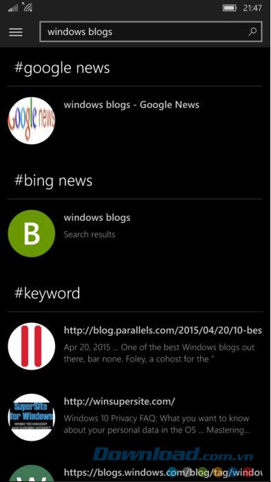 Khả năng tìm kiếm theo từ khóa