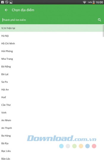 Chọn địa điểm