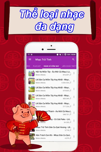 Ứng dụng tuyển chọn nhạc trữ tình, nhạc vàng bolero