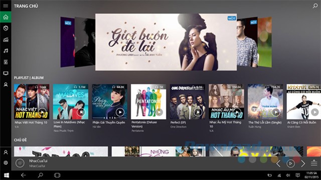 Giao diện NhacCuaTui cho Windows 10